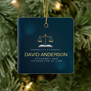 Modern Professionell Grönt Guld Lawyer Julgransprydnad Keramik