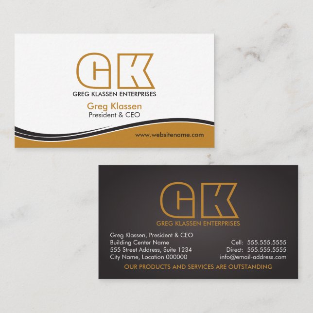 Modern Professionell Guld Brown Visitkort (Fram/baksida)