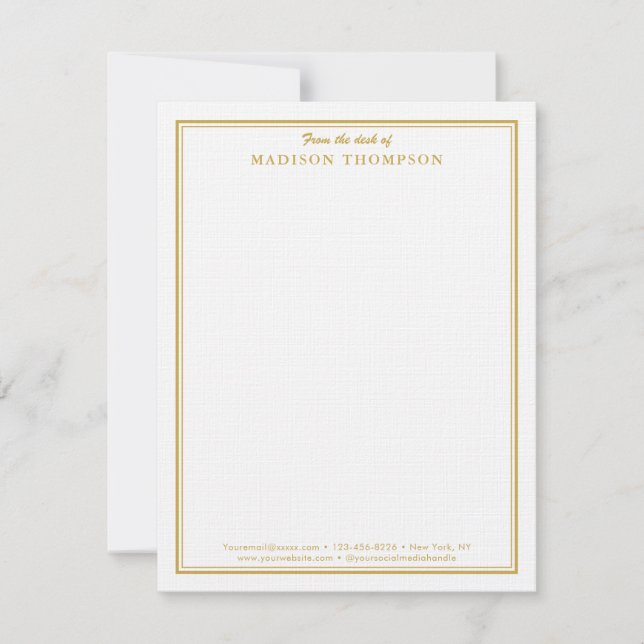 Modern Professionell Guld Business Note Card Anteckningskort (Framsida)