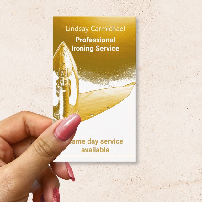 Modern Professionell Guld Ironing Service Visitkort (Skapare uppladdad)