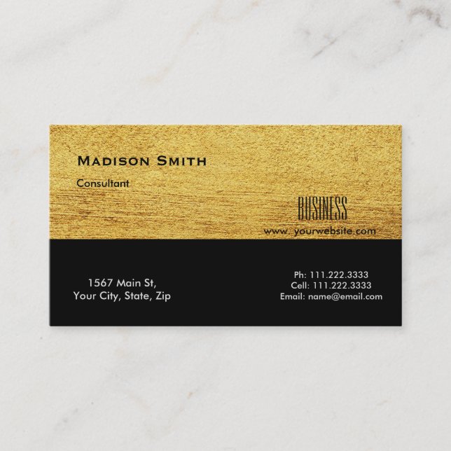 Modern Professionell Guld Metall konsult Visitkort (Framsida)
