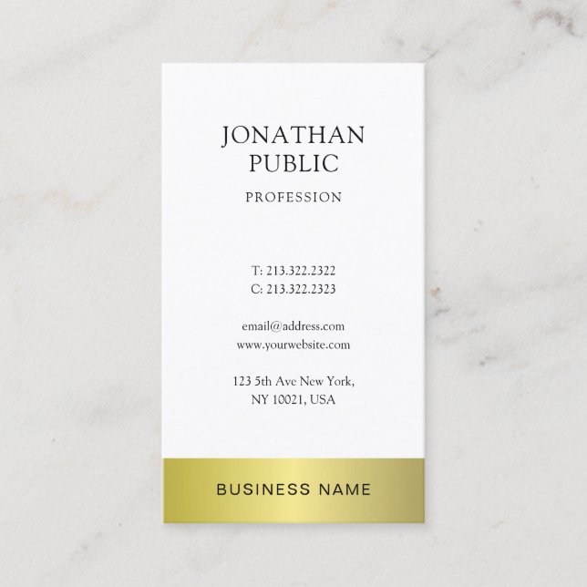 Modern Professionell Guld Se Eleganten Plain Luxur Visitkort (Framsida)