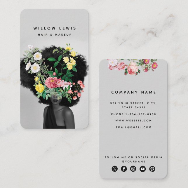 Modern Professionell Hair & Makeup Social Media Visitkort (Fram/baksida)