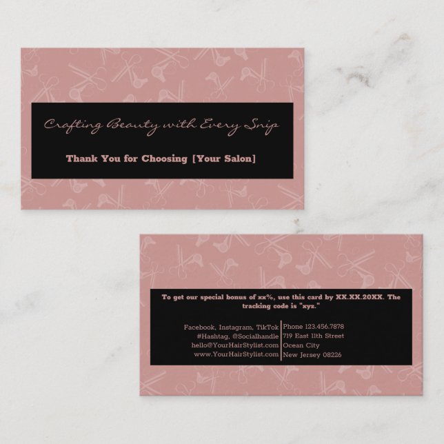 Modern Professionell Hair Verktyg Tack XX% Rabattkort (Fram/baksida)