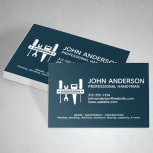 Modern Professionell Handyman Services - marinblå Visitkort