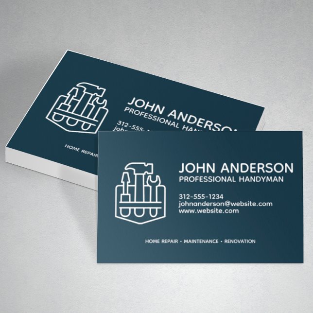 Modern Professionell Handyman Services - marinblå Visitkort (Skapare uppladdad)