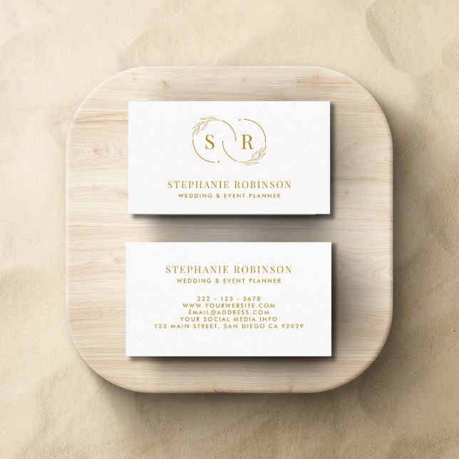 Modern Professionell i Guld Script Monogram Visitkort (Skapare uppladdad)