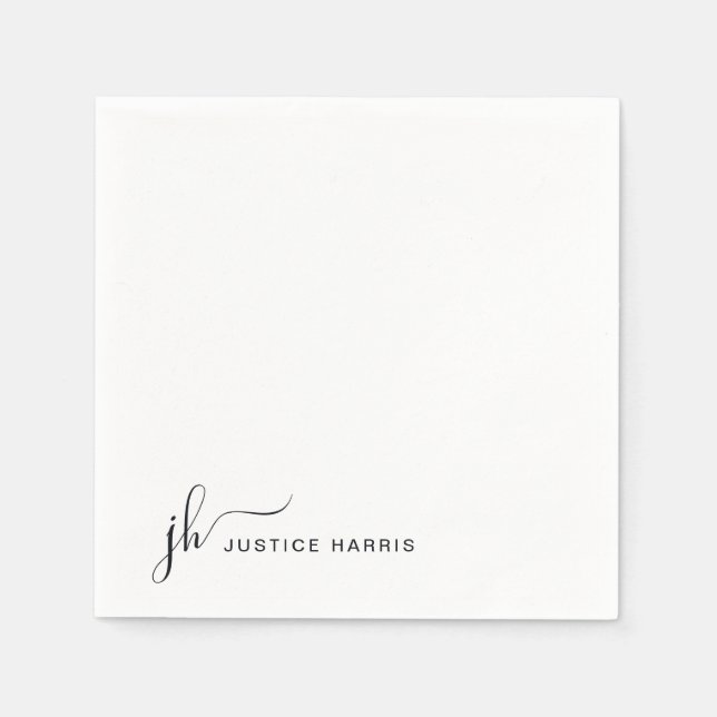 Modern Professionell i snyggt Script Monogram Pappersservett (Framsidan)