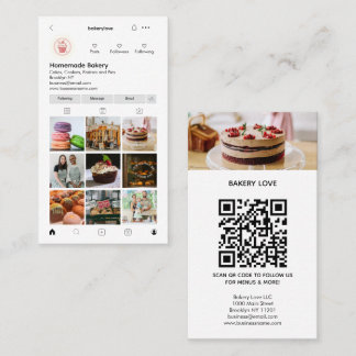 Modern Professionell Instagram Photo QR Code Baker Visitkort