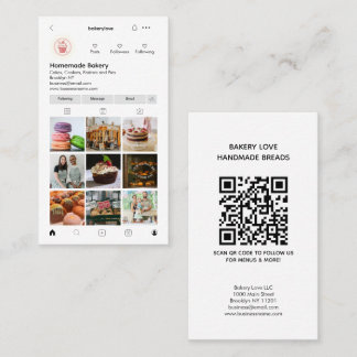 Modern Professionell Instagram Photo QR Code Baker Visitkort