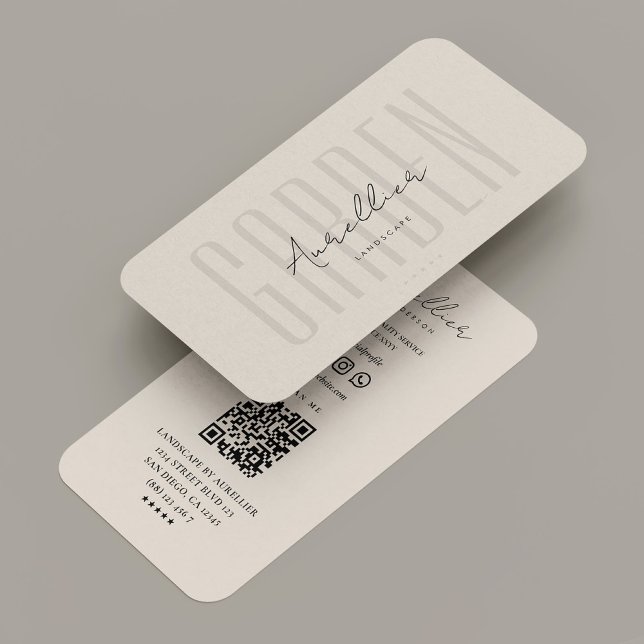 Modern Professionell Landcape Gardener Sand Beige Visitkort (Modern Professional Landscape Gardener Sand Beige Business Card
)