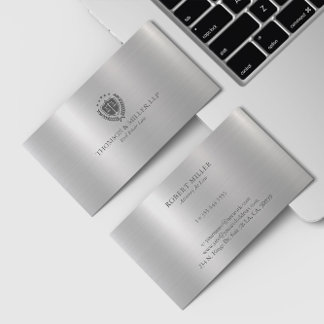 Modern Professionell Law Office Metallic Silver Visitkort