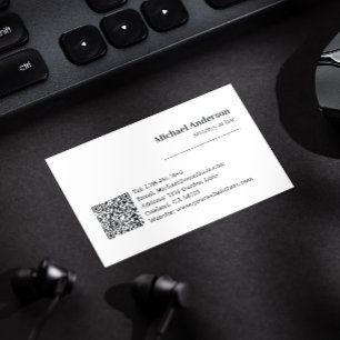 Modern Professionell Lawyer QR Code Black and Whit Visitkort