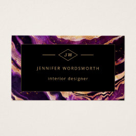 Modern Professionell Lila Black Abstrakt QR-kod Visitkort