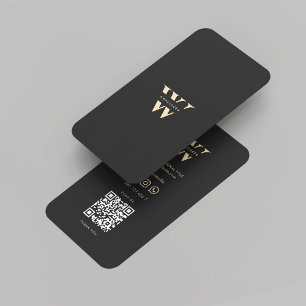 Modern Professionell Logotyp W Monogram Black Guld Visitkort