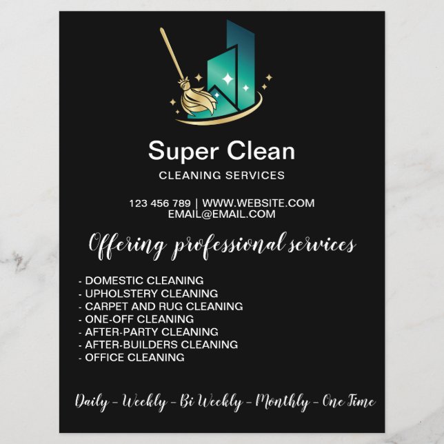 Modern Professionell Maid Städning Commercial Hous Reklamblad (Framsidan)
