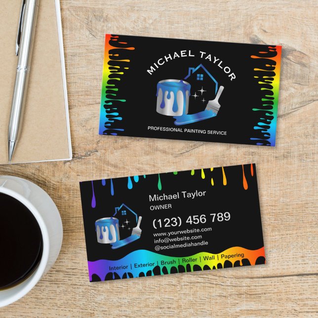 Modern professionell målningsservice dekoration visitkort (modern Professional Painting Service Decoration Business Card)