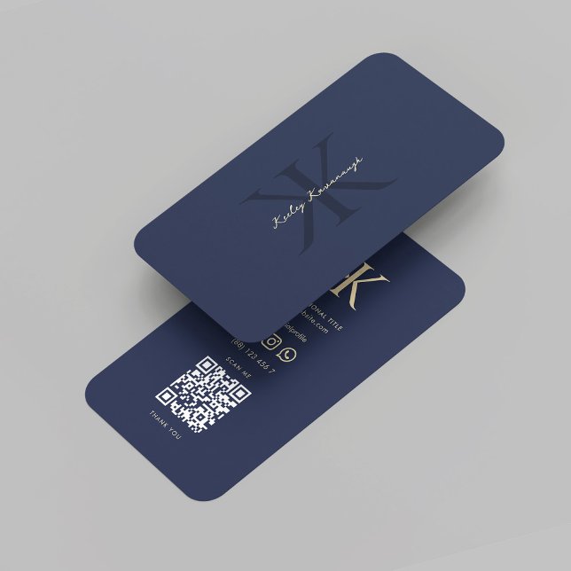 Modern Professionell Marknadsföring Monogram K Blu Visitkort (Modern Professional Marketing Monogram K Blue Business Card
)