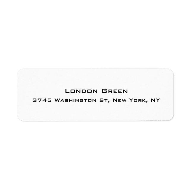 Modern Professionell med enkel vit Snyggt Returadress Etikett (Framsidan)