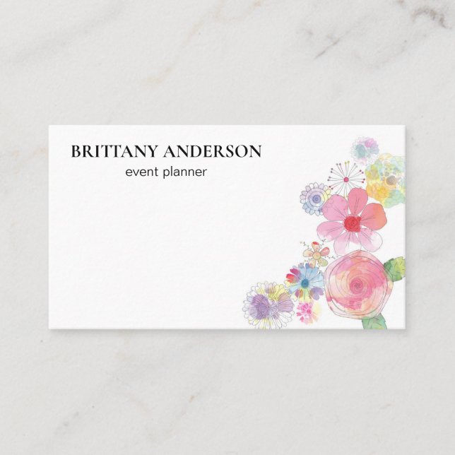 Modern Professionell - minimalistisk Blommigt av v Visitkort (Framsida)