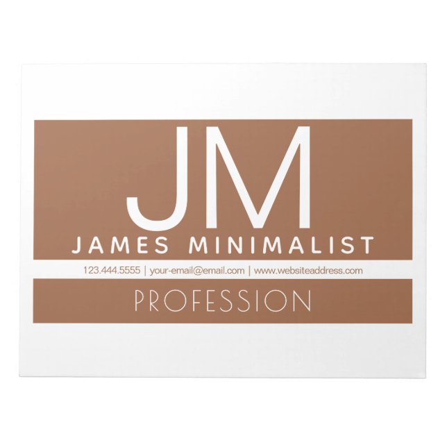 Modern professionell minimalistisk design | Brun & Anteckningsblock (Framsida)