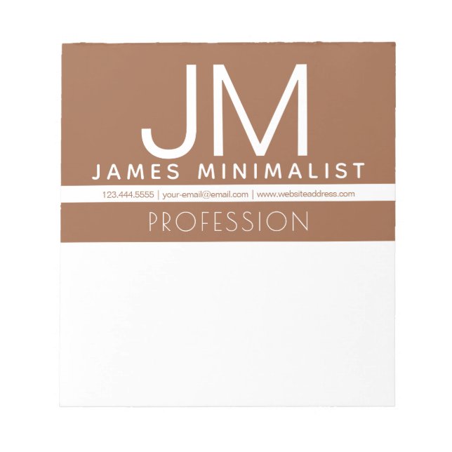 Modern professionell minimalistisk design | Brun & Anteckningsblock (Framsida)