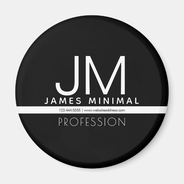 Modern professionell minimalistisk design | Svart  Magnet (Framsidan)