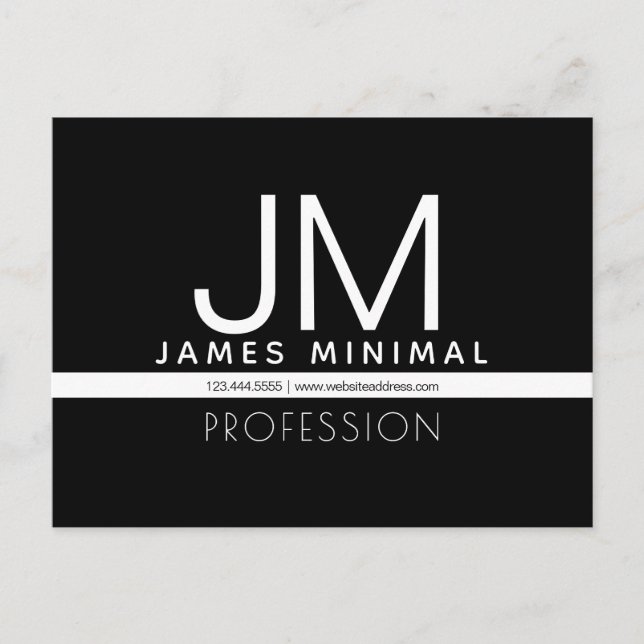 Modern professionell minimalistisk design | Svart  Vykort (Framsida)