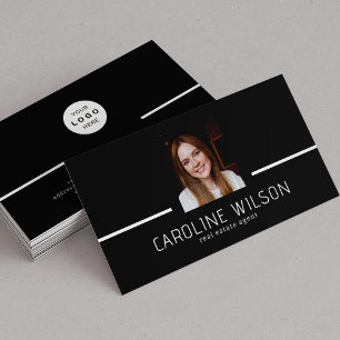 Modern professionell minimalistisk logotyp, svart visitkort