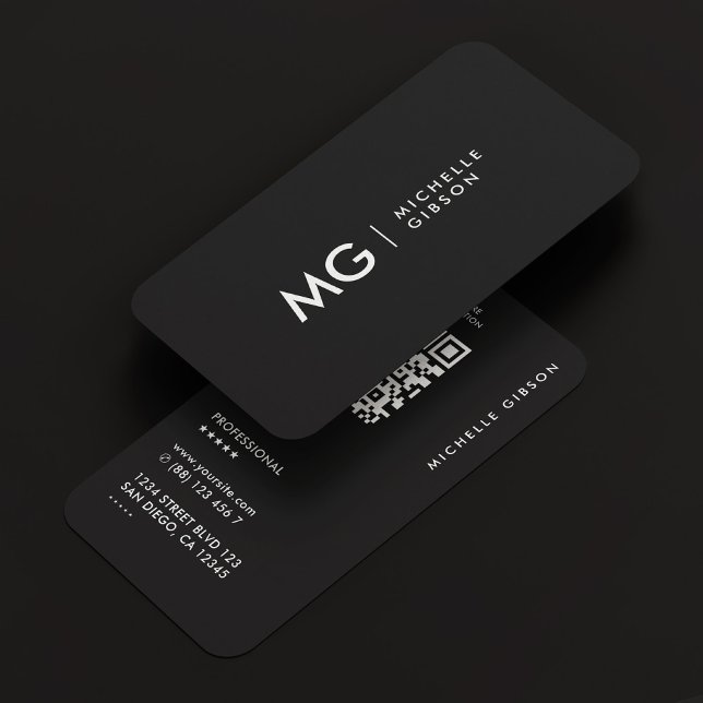 Modern Professionell - minimalistisk Marknadsförin Visitkort (Modern Professional Minimalist Marketing Black QR Business Card
)