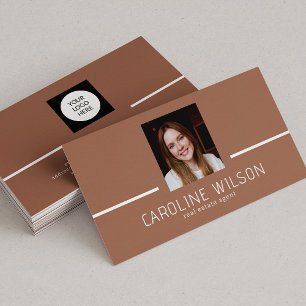 Modern professionell - minsta bruna logotyp-foto visitkort