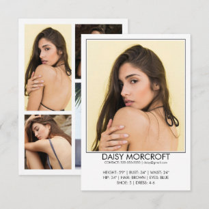 Modern Professionell Modell Actor Photo Comp Card Kort