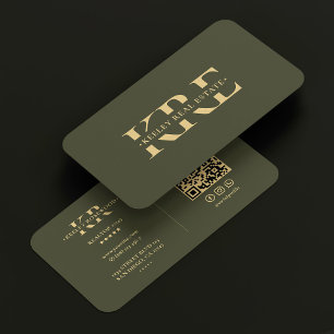 Modern Professionell Monogram Army Grönt Attorney Visitkort