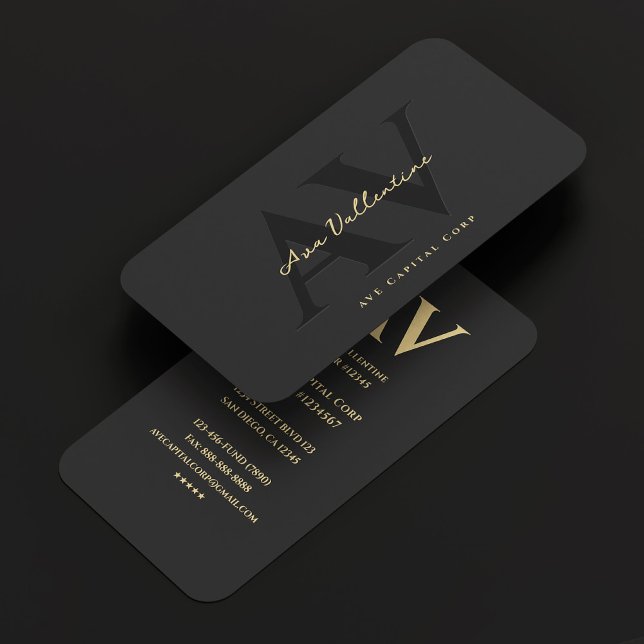 Modern Professionell Monogram Black Grått Visitkort (Modern Professional Monogram Black Grey Business Card
)