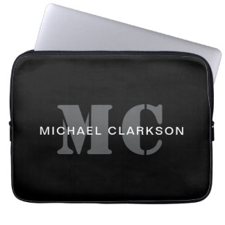 Modern Professionell Monogram Black & White Laptop Fodral