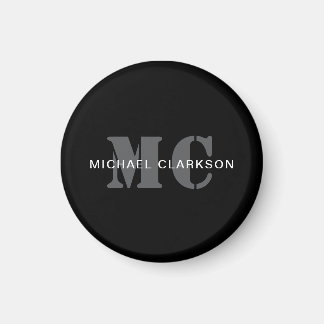 Modern Professionell Monogram Black & White Magnet