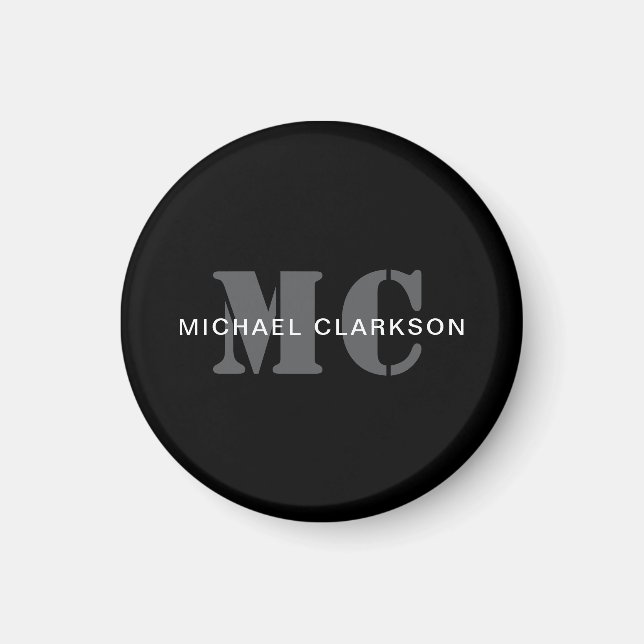 Modern Professionell Monogram Black & White Magnet (Framsidan)