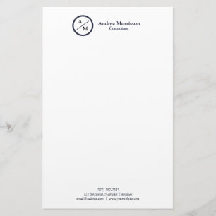 Modern Professionell Monogram Brevpapper