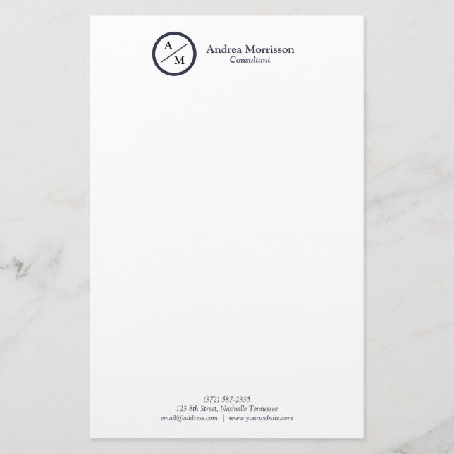 Modern Professionell Monogram Brevpapper (Framsida)