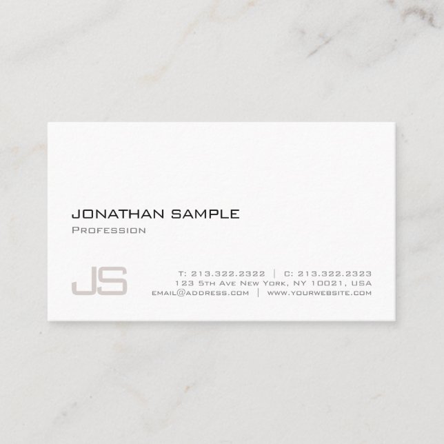 Modern Professionell Monogram Clean Plain Elegant Visitkort (Framsida)
