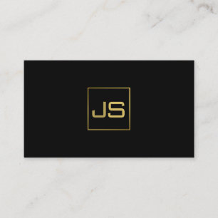 Modern Professionell Monogram Elegant Black Guld Visitkort