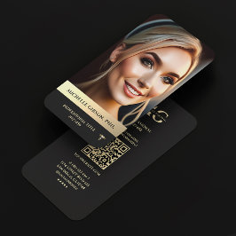 Modern Professionell Monogram Elegant Black Guld Visitkort