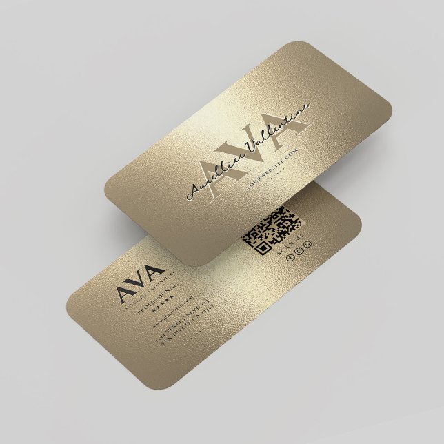 Modern Professionell Monogram Elegant Faux Guld Visitkort (Modern Professional Monogram Elegant Black Gold Business Card
)