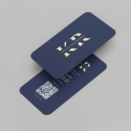 Modern Professionell Monogram-Elegant Mörk blått Visitkort