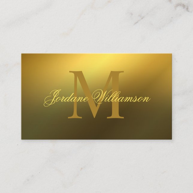 Modern Professionell Monogram Guld-övertoning Visitkort (Framsida)