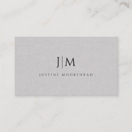 Modern Professionell Monogram Minimalist Grått Lin Visitkort