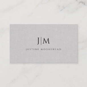 Modern Professionell Monogram Minimalist Grått Lin Visitkort