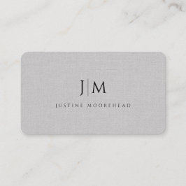 Modern Professionell Monogram Minimalist Grått Lin Visitkort