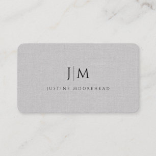 Modern Professionell Monogram Minimalist Grått Lin Visitkort