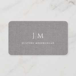 Modern Professionell Monogram Minimalist Grått Lin Visitkort